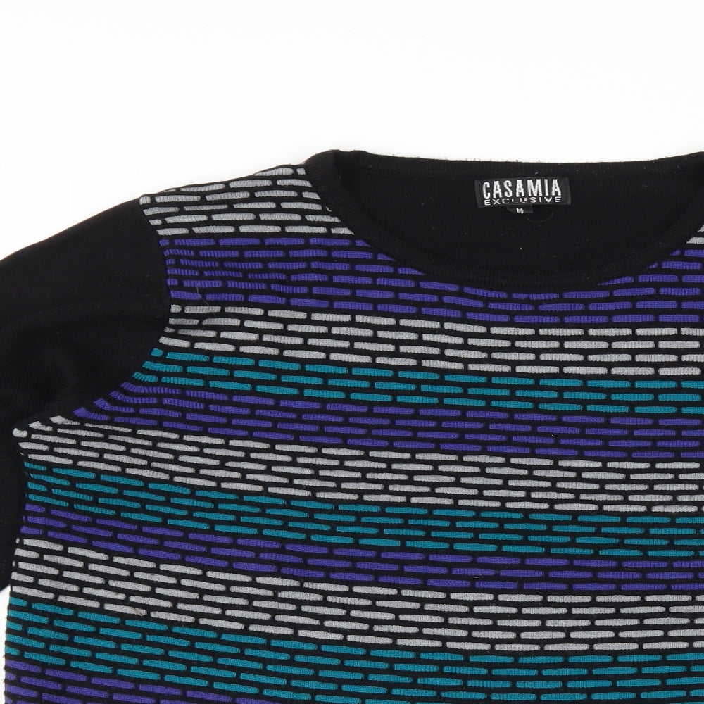 Casamia Womens Black Striped  Pullover Jumper Size M