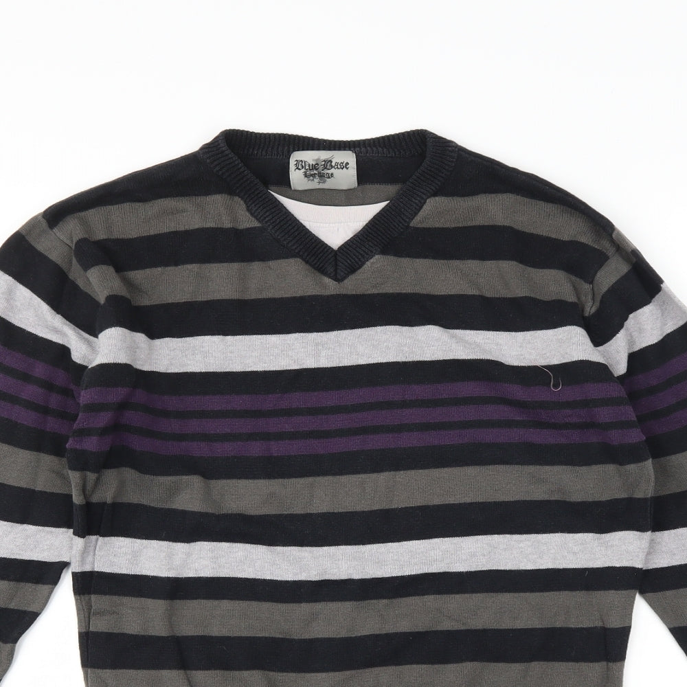 Matalan Boys Grey Striped  Pullover Jumper Size 13 Years