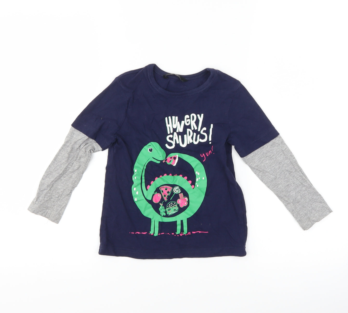 George Boys Blue   Basic T-Shirt Size 2-3 Years  - dinosaur