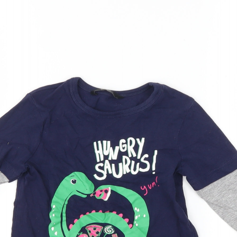 George Boys Blue   Basic T-Shirt Size 2-3 Years  - dinosaur