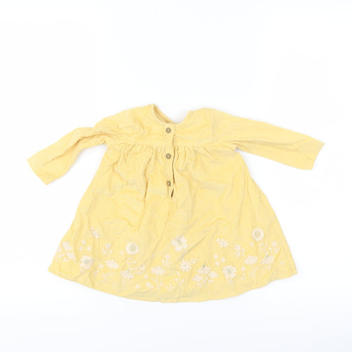 George Girls Yellow Floral Corduroy A-Line  Size 3-6 Months