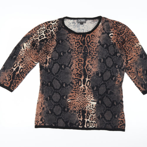 Casamia Womens Brown Animal Print  Pullover Jumper Size S