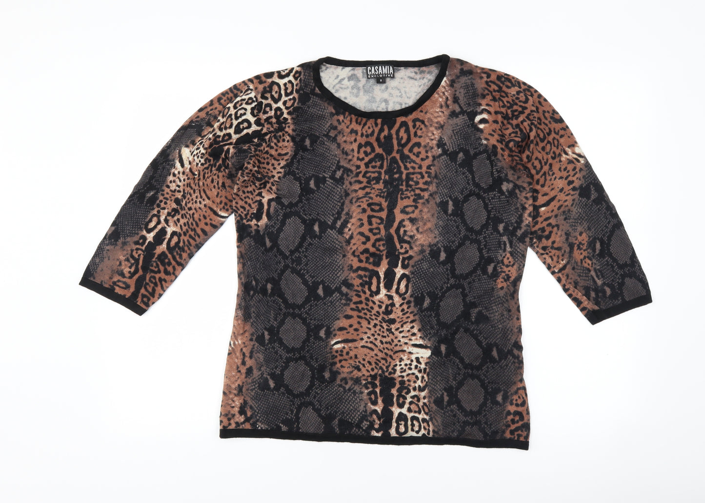 Casamia Womens Brown Animal Print  Pullover Jumper Size S