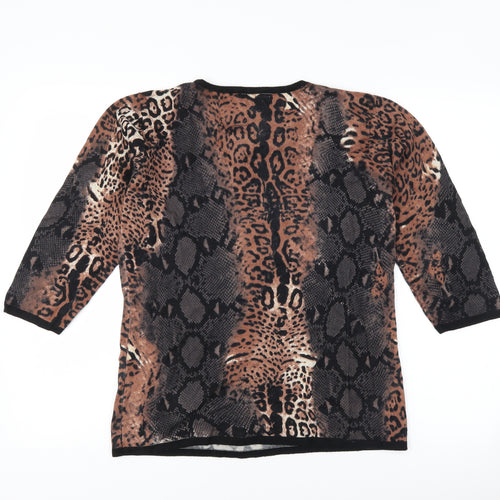 Casamia Womens Brown Animal Print  Pullover Jumper Size S
