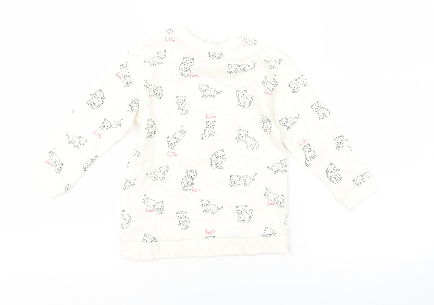 H&M Girls White   Pullover Jumper Size 12-18 Months  - cat