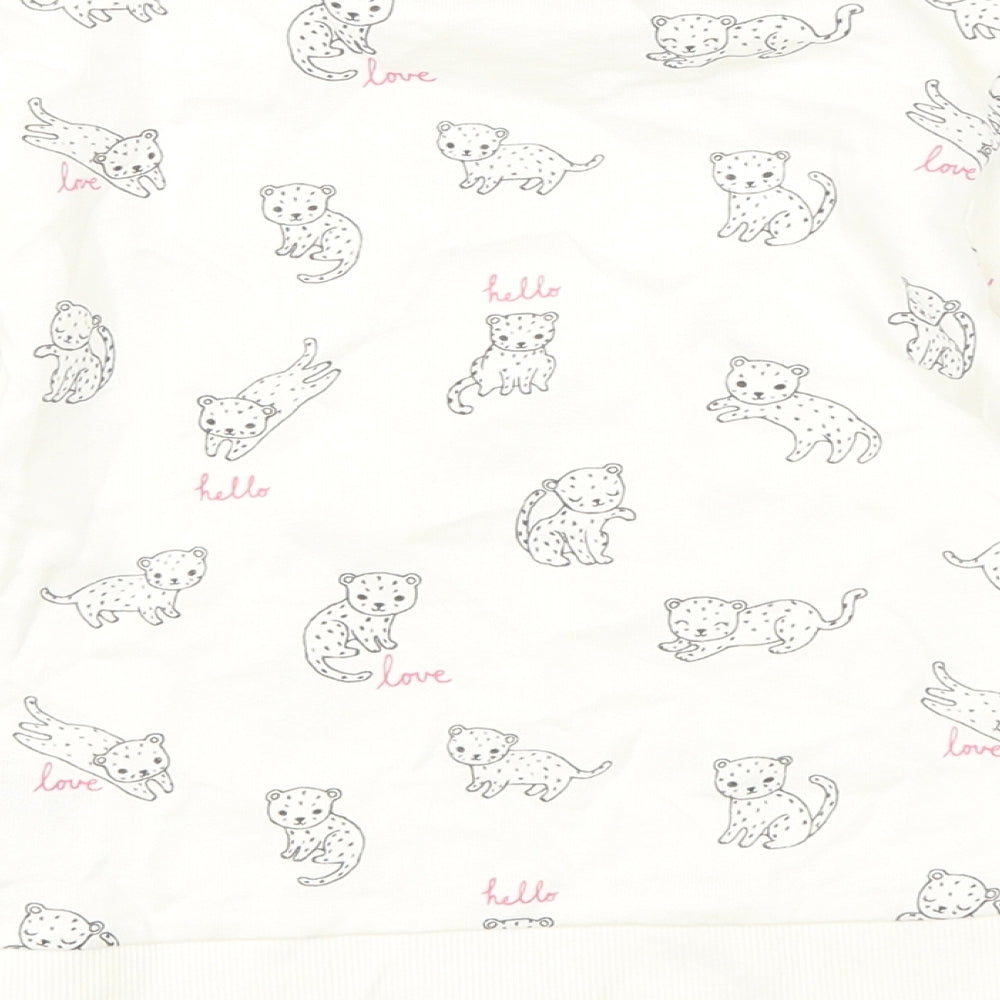 H&M Girls White   Pullover Jumper Size 12-18 Months  - cat