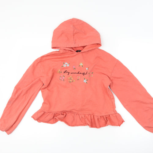George Girls Pink Floral  Pullover Hoodie Size 10-11 Years  - slogan