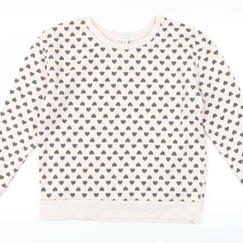 Primark Womens Pink   Pullover Sweatshirt Size 10  - Love heart print