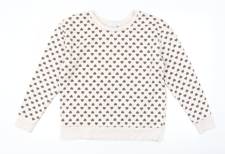 Primark Womens Pink   Pullover Sweatshirt Size 10  - Love heart print