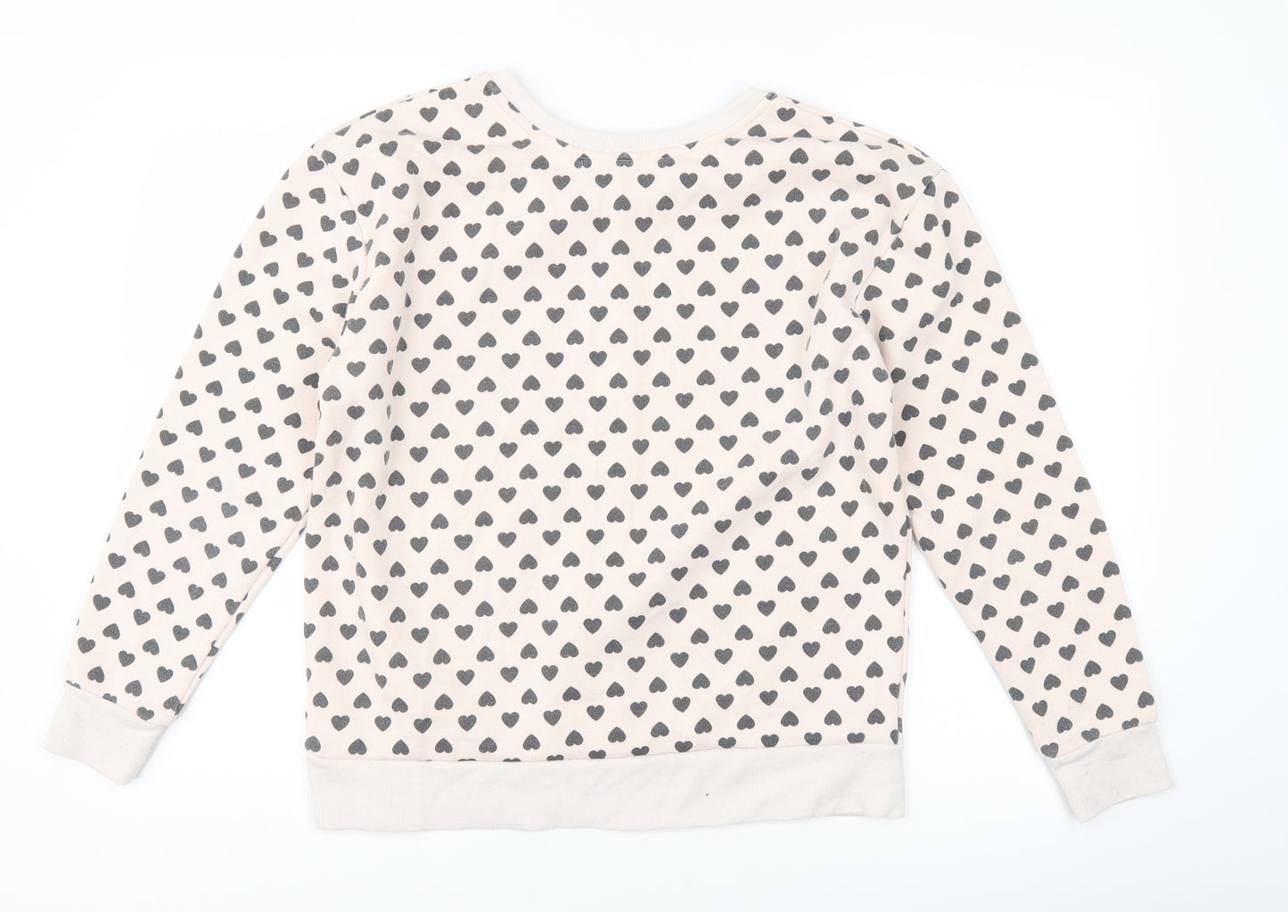 Primark Womens Pink   Pullover Sweatshirt Size 10  - Love heart print