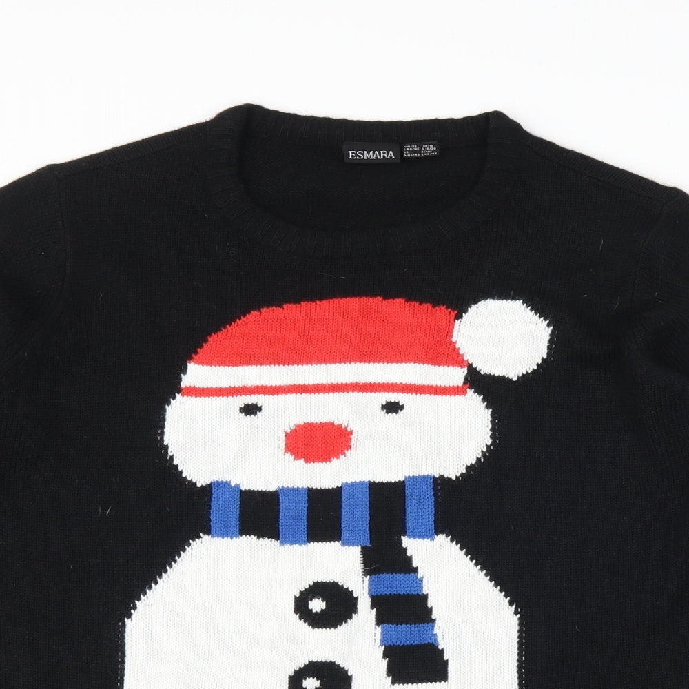 ESMARA Womens Black   Pullover Jumper Size 18  - Christmas Snowman