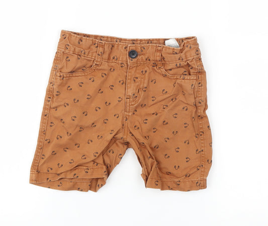 Front view of Cherokee boys’ brown chino shorts, size 3-4, years - headphones