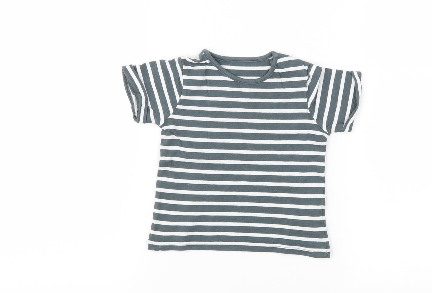 TU Boys Grey Striped  Basic T-Shirt Size 6-9 Months