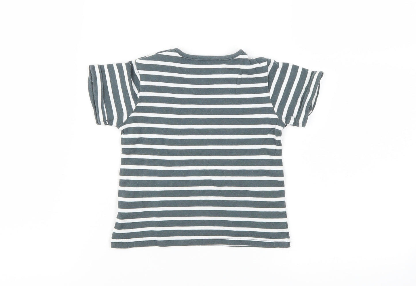 TU Boys Grey Striped  Basic T-Shirt Size 6-9 Months