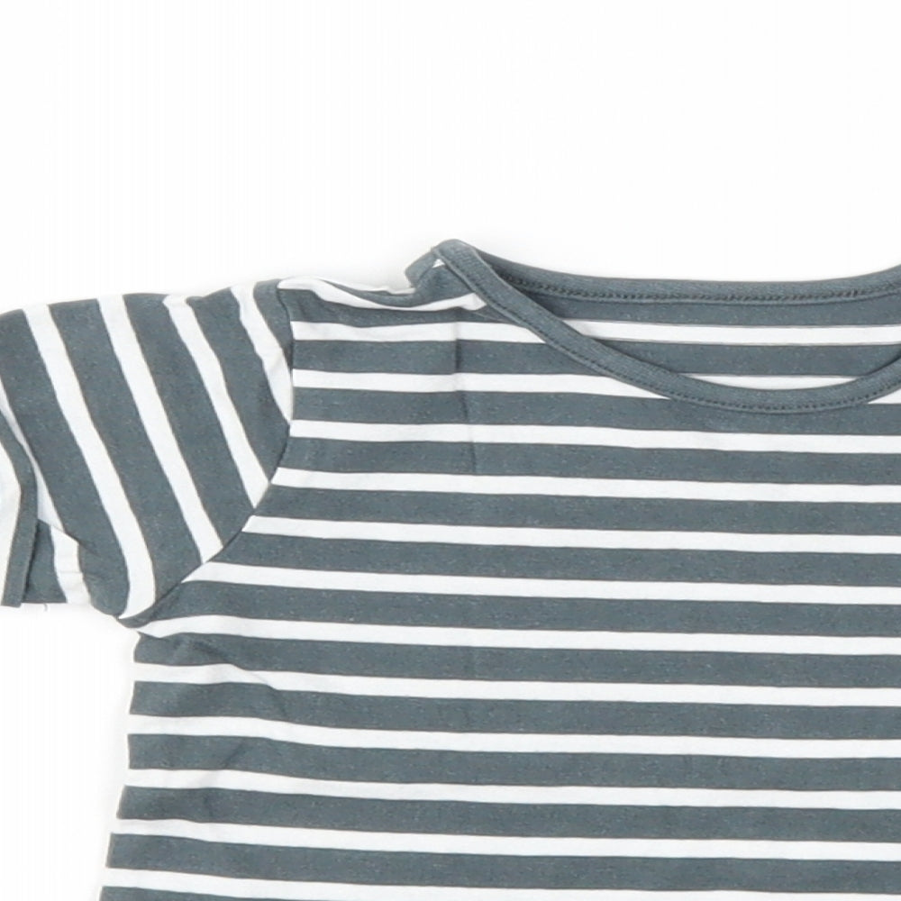 TU Boys Grey Striped  Basic T-Shirt Size 6-9 Months