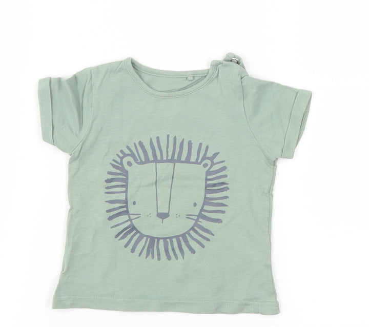 TU Boys Green   Basic T-Shirt Size 6-9 Months  - lion