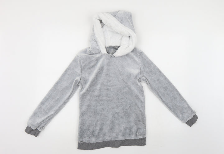 Preworn Girls Green   Pullover Hoodie Size 13 Years  - faux fur