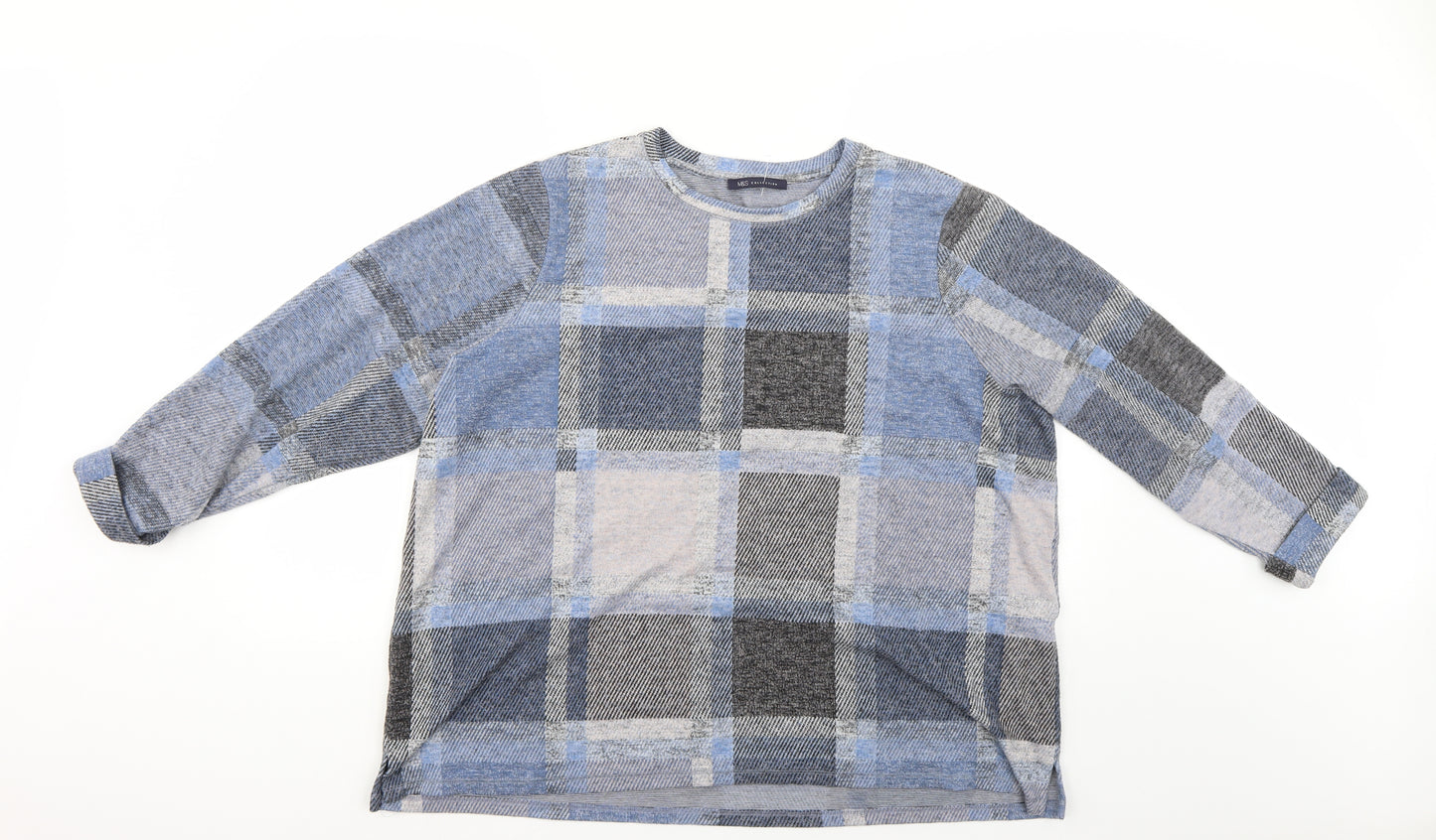 M&S Womens Multicoloured Check  Pullover Jumper Size 22