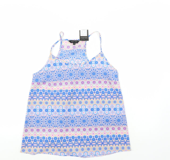 New Look Womens Multicoloured Geometric Basic Blouse Size 8
