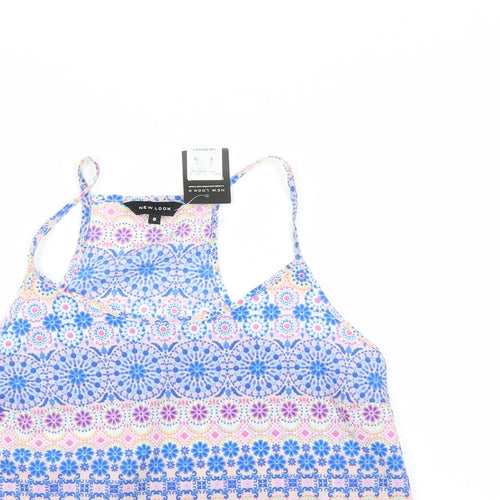 New Look Womens Multicoloured Geometric  Basic Blouse Size 8