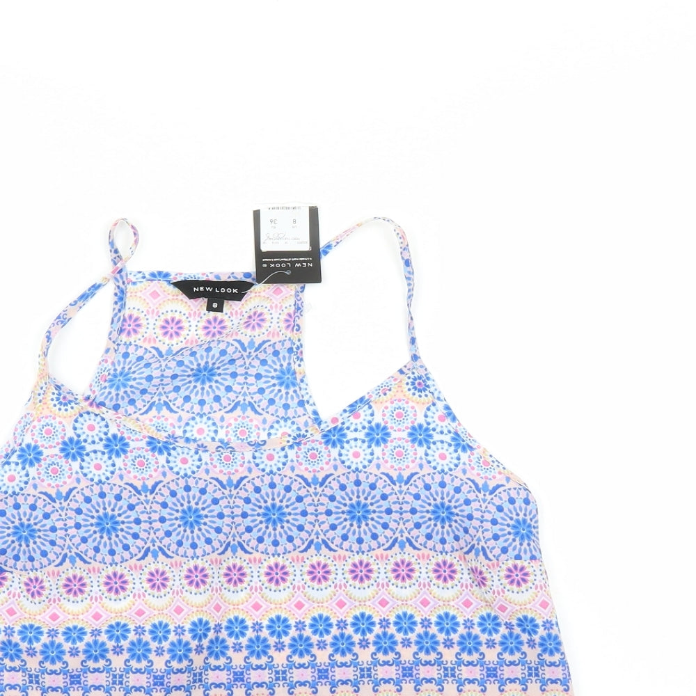 New Look Womens Multicoloured Geometric  Basic Blouse Size 8