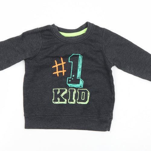 Mini Rebel Boys Black   Pullover Jumper Size 12-18 Months