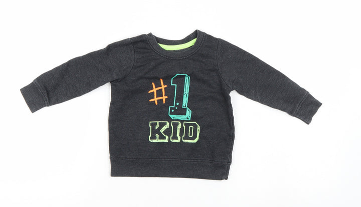 Mini Rebel Boys Black   Pullover Jumper Size 12-18 Months