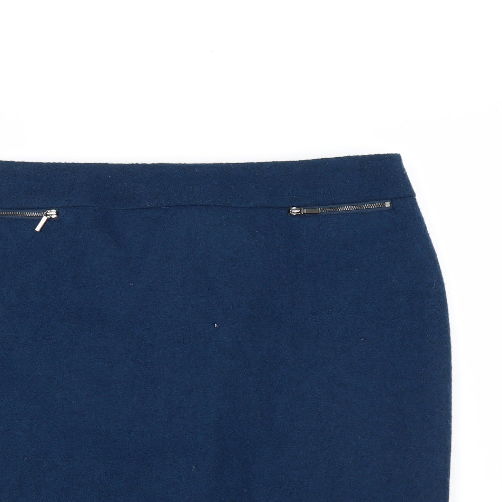 M&S Womens Blue   A-Line Skirt Size 16