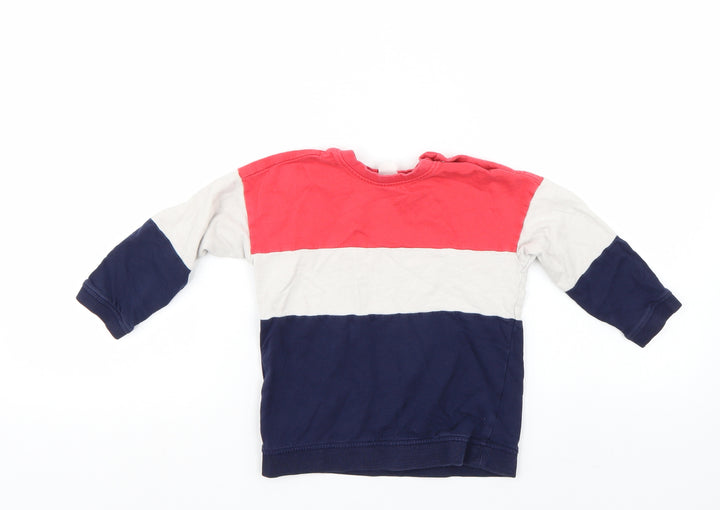 Preworn Boys Multicoloured Striped Pullover Sweatshirt Size 3-4 Years