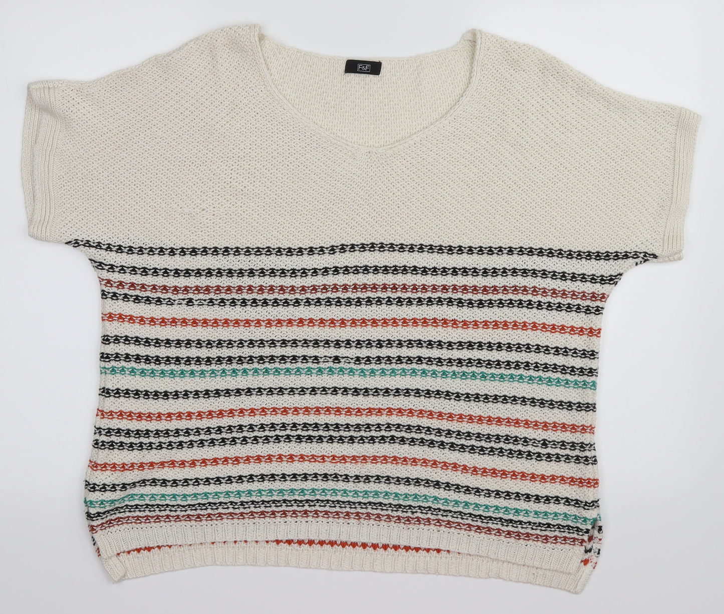 F&F Womens Multicoloured Striped  Basic T-Shirt Size 16