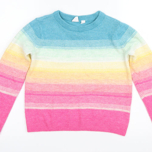 Gap Kids Girls Multicoloured Striped  Pullover Jumper Size 8-9 Years