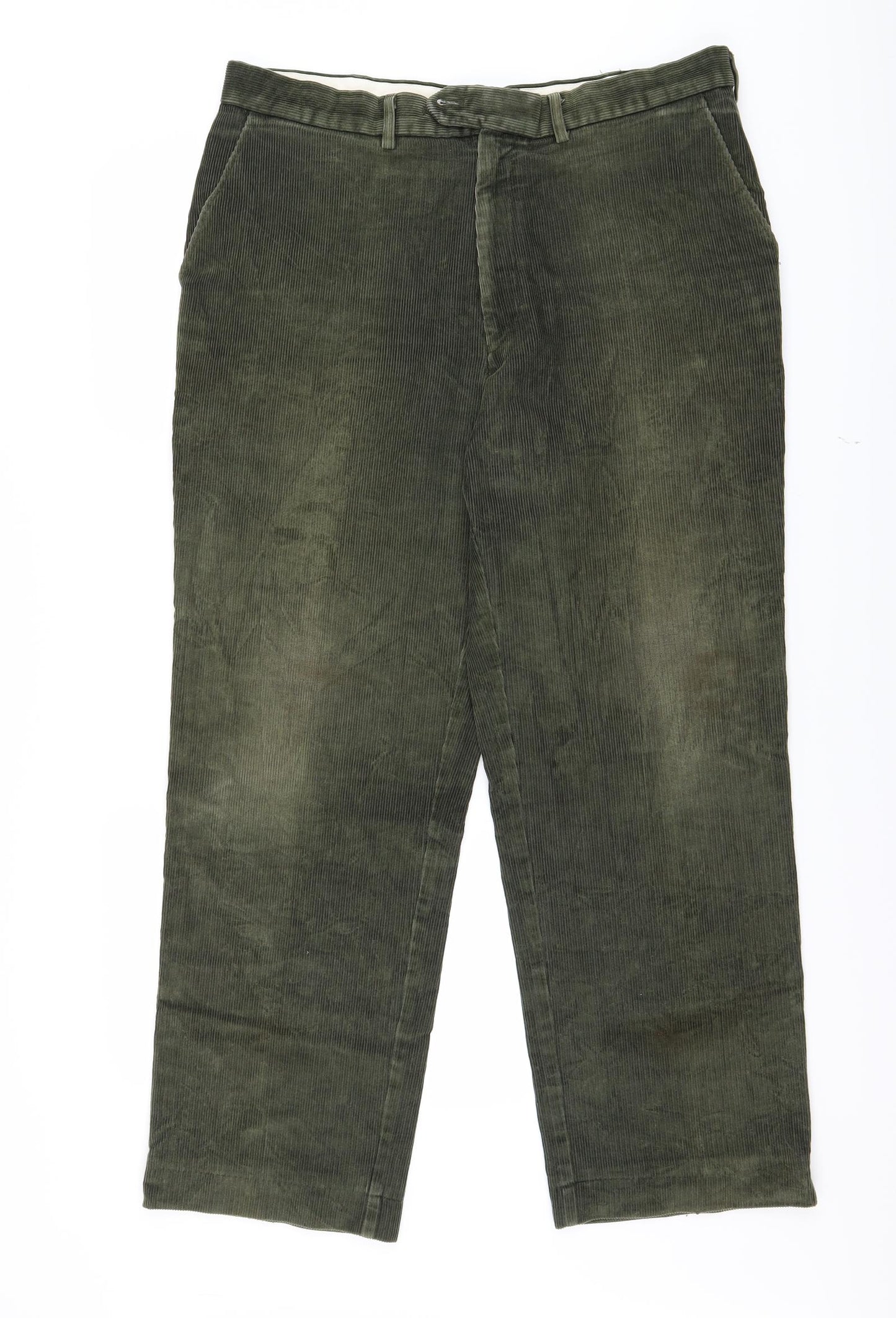 Marks and Spencer Mens Green  Corduroy Trousers  Size 36 L29 in
