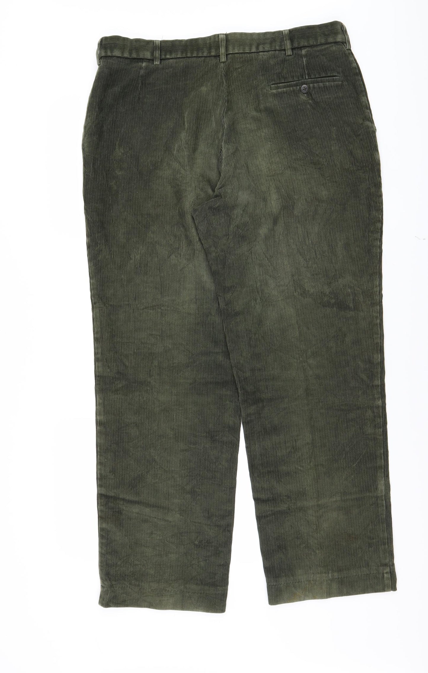 Marks and Spencer Mens Green  Corduroy Trousers  Size 36 L29 in