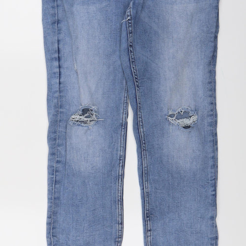 sinsay Womens Blue  Denim Straight Jeans Size 26 L26 in - ripped knees