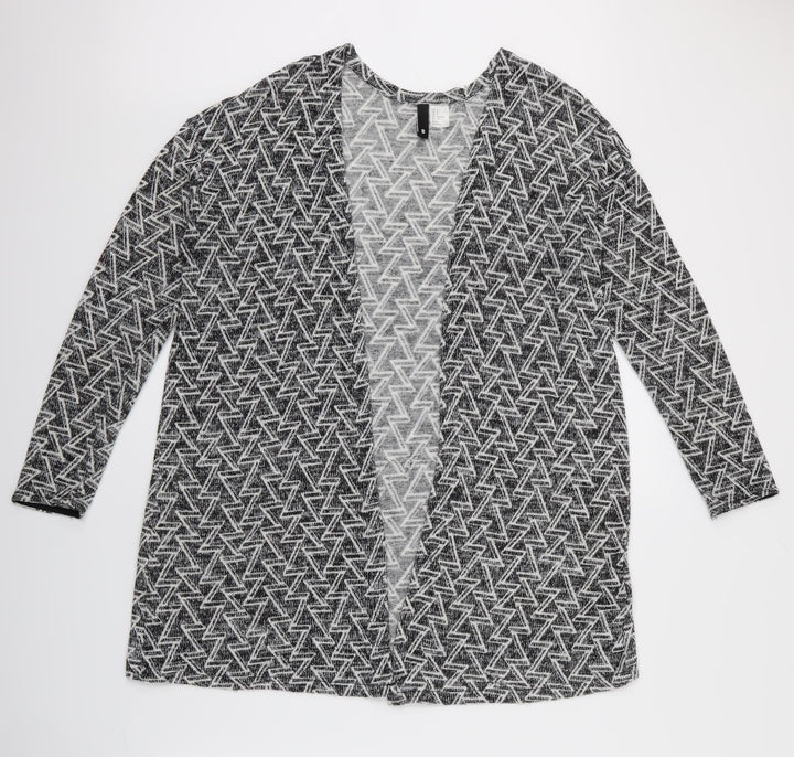 Divided Womens Black Geometric Cardigan Jumper Size S