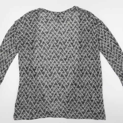 Divided Womens Black Geometric  Cardigan Jumper Size S