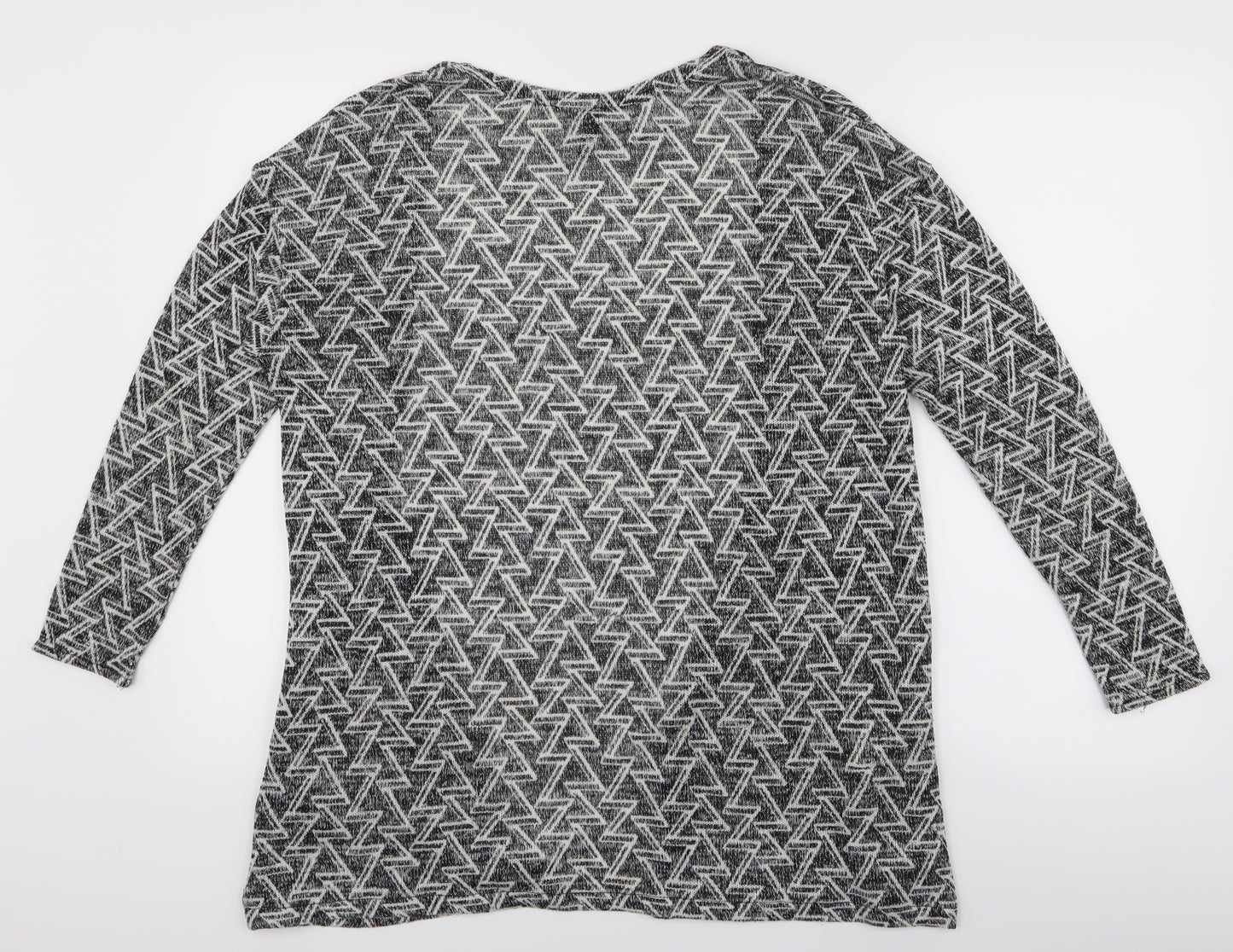 Divided Womens Black Geometric  Cardigan Jumper Size S