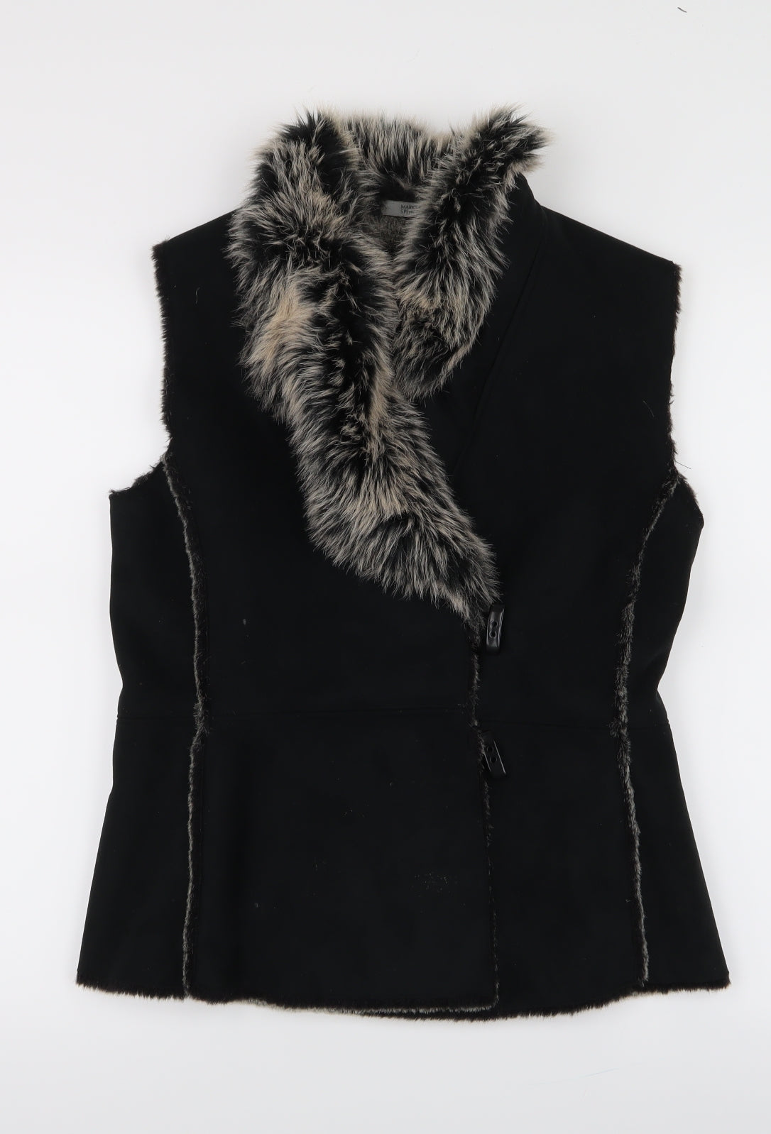 Marks and Spencer Womens Black   Overcoat Waistcoat Size 12