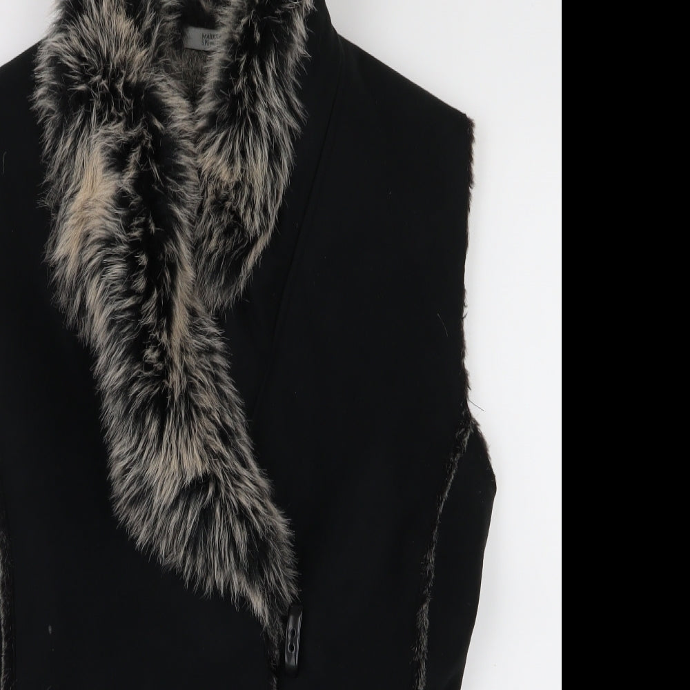 Marks and Spencer Womens Black   Overcoat Waistcoat Size 12