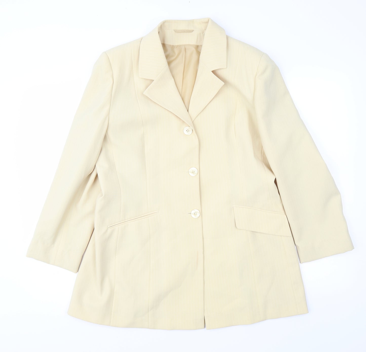 Just Jamie Womens Yellow Striped  Jacket Suit Jacket Size 16