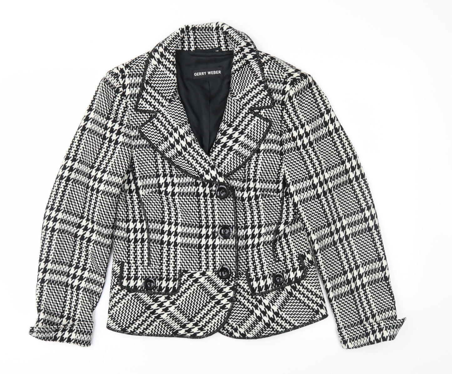 Gerry Weber Womens Black Geometric  Jacket Coat Size 12