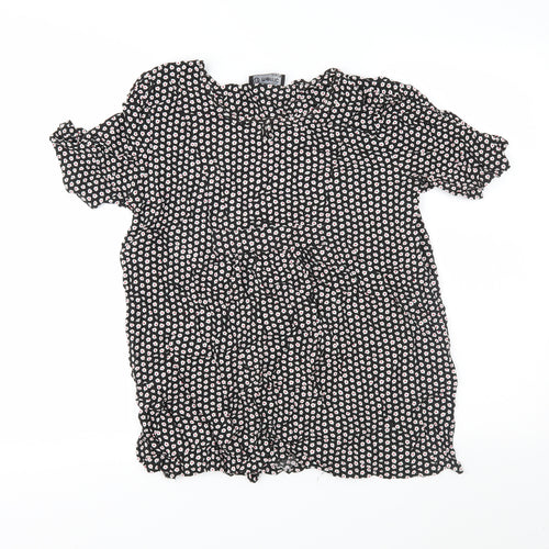 Merric Womens Black Geometric  Basic Blouse Size 14