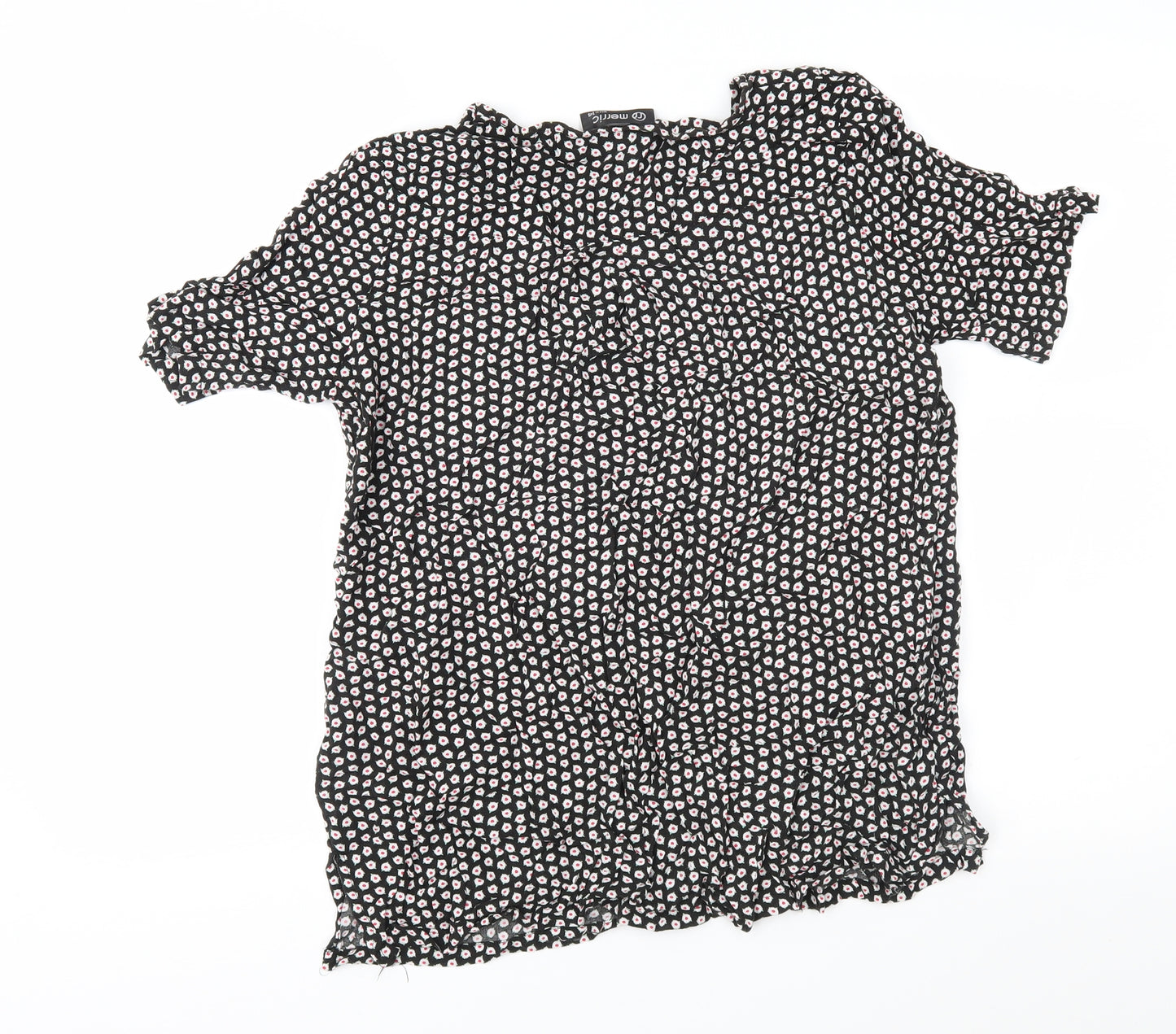 Merric Womens Black Geometric  Basic Blouse Size 14