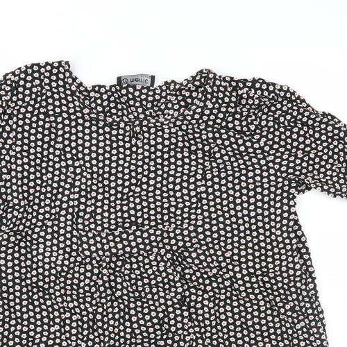 Merric Womens Black Geometric  Basic Blouse Size 14