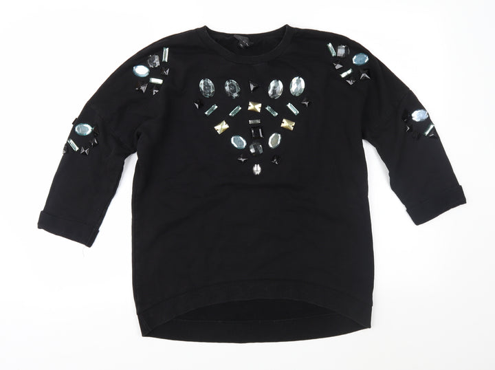 Topshop Womens Black Pullover Sweatshirt Size 6