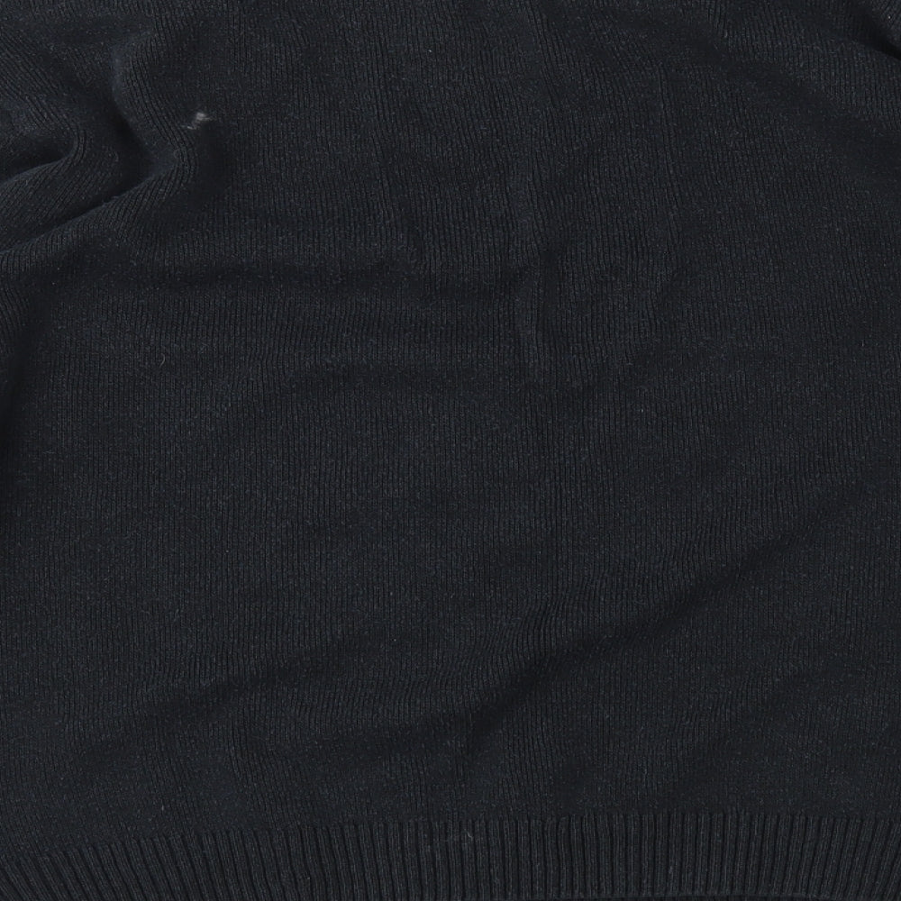 Greenwoods Mens Black Geometric Knit Pullover Jumper Size M