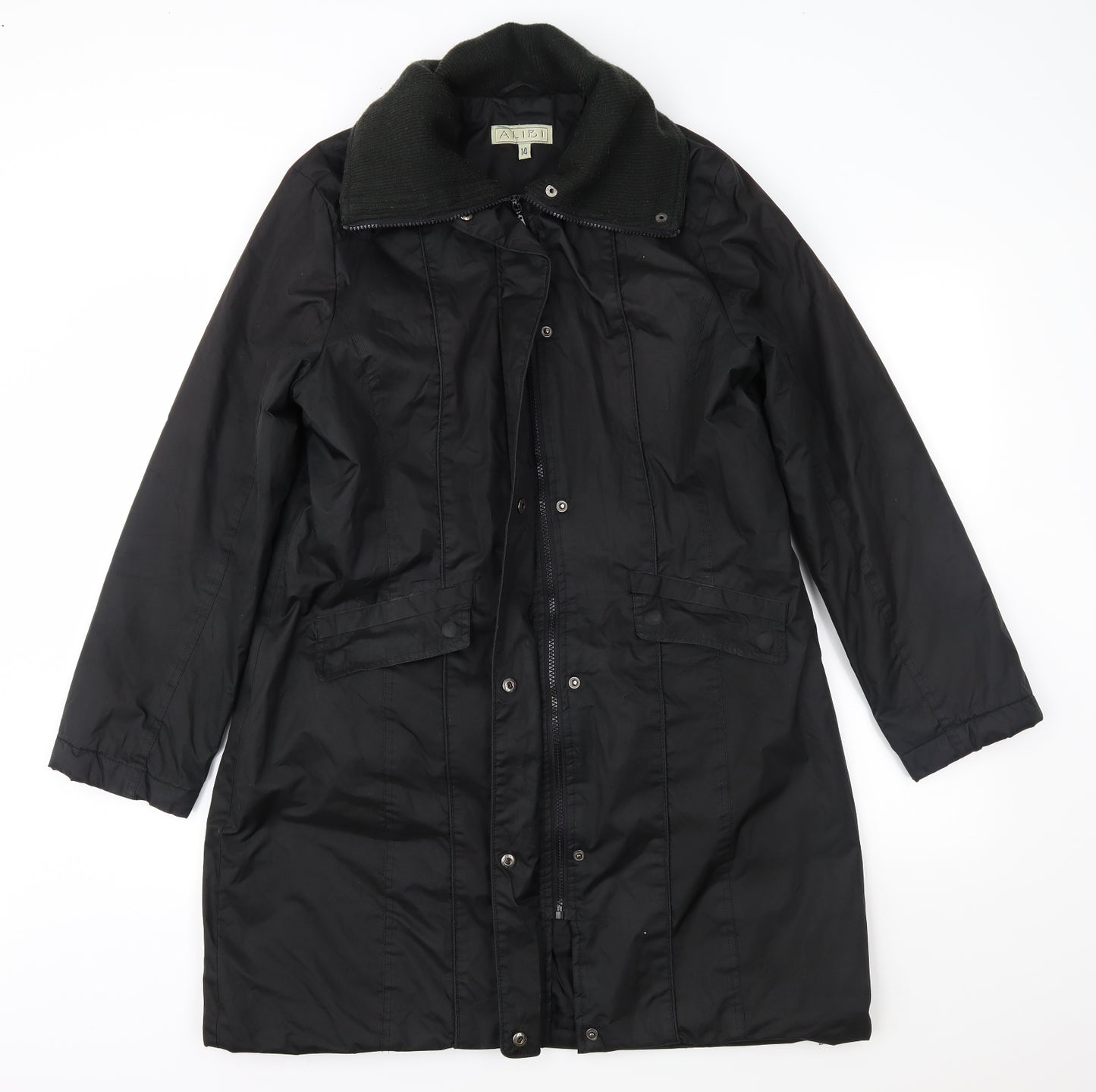 Alibi Womens Black   Overcoat Coat Size 14