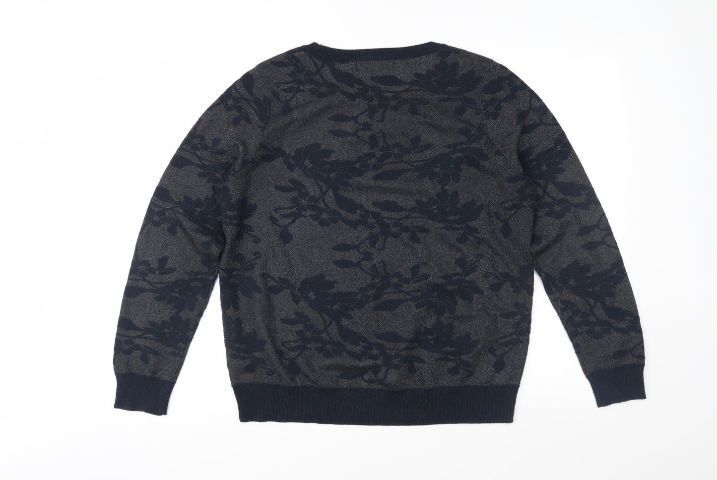 NEXT Womens Blue Floral Knit Pullover Jumper Size 16