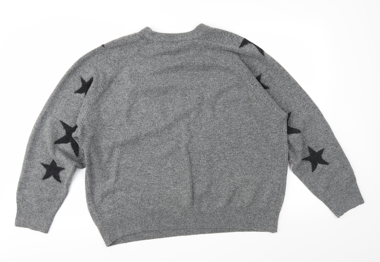 F&F Womens Grey Geometric Knit Pullover Jumper Size 16