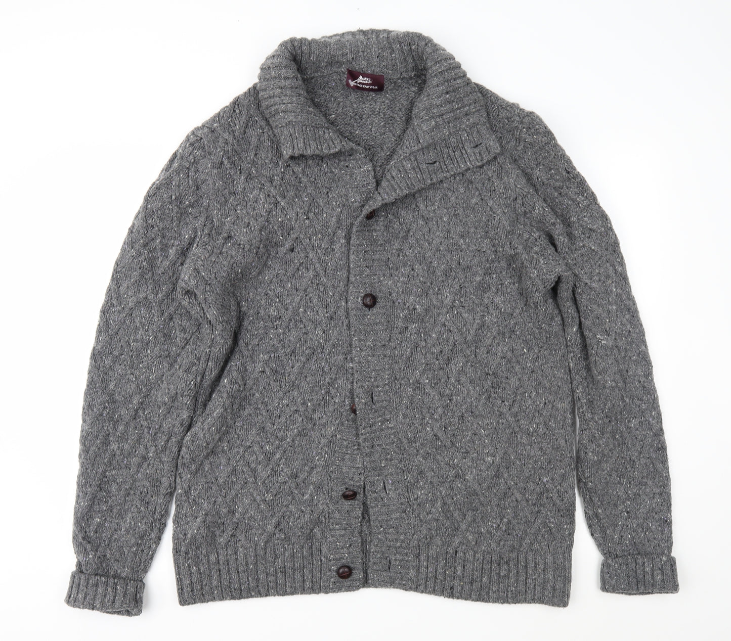 Marks and Spencer Mens Grey  Knit Cardigan Jumper Size L